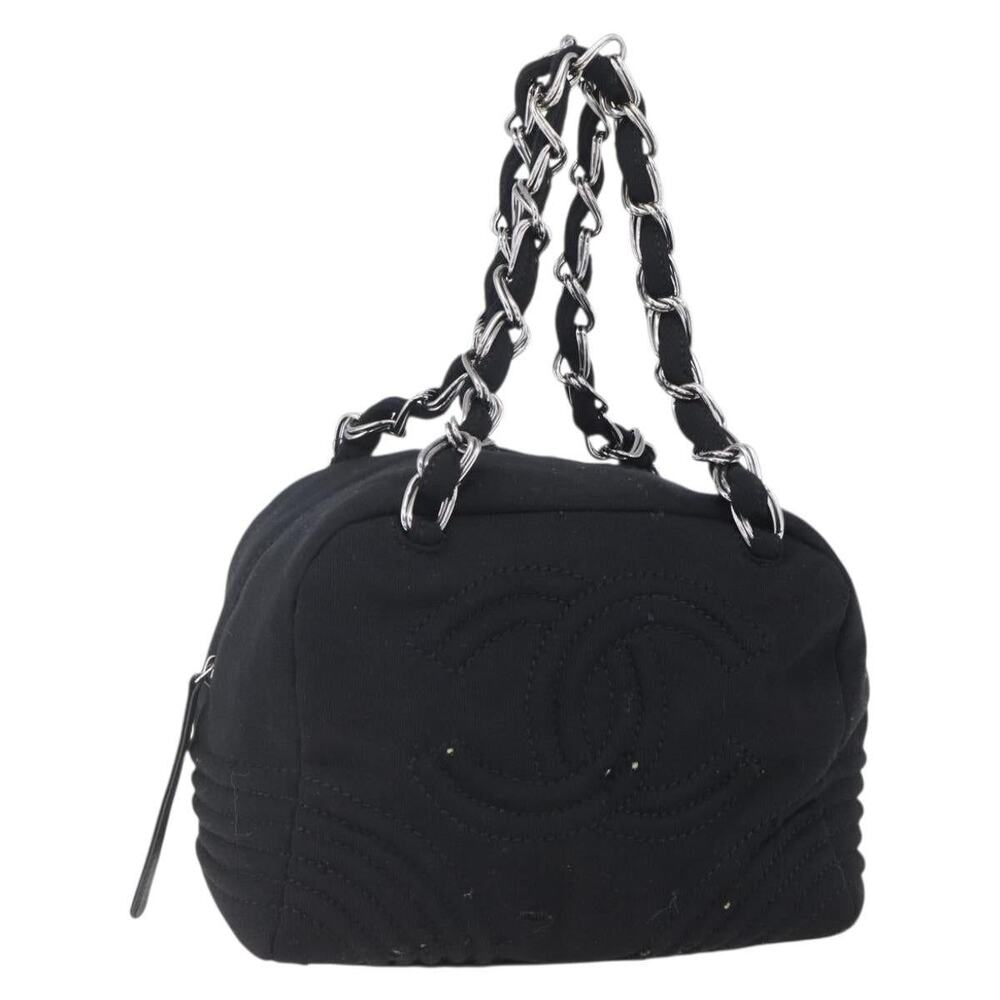Chanel Cotton CC Logo Handbag Silver